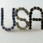 VINTAGE RED WHITE AND BLUE USA BROOCH