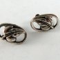 VINTAGE STERLING SILVER LEAF DESIGN SCREW BACK EARRINGS
