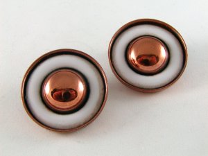 VINTAGE RENOIR COPPER MILK GLASS CLIP ON EARRINGS