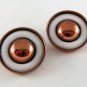 VINTAGE RENOIR COPPER MILK GLASS CLIP ON EARRINGS