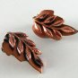 VINTAGE RENOIR LEAF LEAVES COPPER CLIP ON EARRINGS