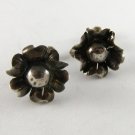 VINTAGE MEXICAN STERLING SILVER FLOWER EARRINGS SIGNED