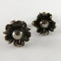 VINTAGE MEXICAN STERLING SILVER FLOWER EARRINGS SIGNED