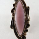 NATIVE AMERICAN NAVAJO STERLING SILVER PINK MOTHER OF PEARL RING SZ 6 3/4