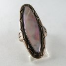 VINTAGE NATIVE AMERICAN STERLING SILVER ABALONE OR MOTHER OF PEARL RING SZ 7 1/2