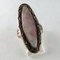 VINTAGE NATIVE AMERICAN STERLING SILVER ABALONE OR MOTHER OF PEARL RING SZ 7 1/2