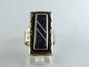 VINTAGE NATIVE AMERICAN STERLING SILVER LAPIS RING SZ 4 1/2