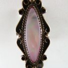 VINTAGE NAVAJO STERLING SILVER MOTHER OF PEARL ABALONE RING SZ 7