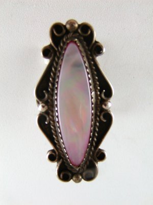 VINTAGE NAVAJO STERLING SILVER MOTHER OF PEARL ABALONE RING SZ 7