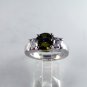 VINTAGE STYLE STERLING SILVER PERIDOT AND CZ RING SZ 5 1/2