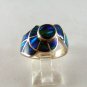 VINTAGE STYLE STERLING SILVER BLUE GREEN OPAL RING SIZE 6