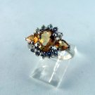VINTAGE STYLE COCKTAIL STERLING SILVER RING CZ'S SIZE 7 1/4