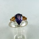 VINTAGE STYLE STERLING SILVER AMYTHEST CZs RING SZ 8 1/4