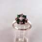 VINTAGE STYLE STERLING SILVER EMERALD CZs RING SZ 7 1/4