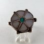 VINTAGE NATIVE AMERICAN ZUNI STERLING SILVER MOTHER OF PEARL TURQUOISE RING SZ 7