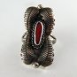 NATIVE AMERICAN NAVAJO STERLING SILVER CORAL RING SZ 7