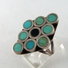 VINTAGE NATIVE AMERICAN STERLING SILVER TURQUOISE RING SZ 7 1/2