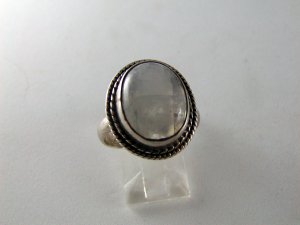 VINTAGE STERLING SILVER MOONSTONE RING SZ 8 1/4