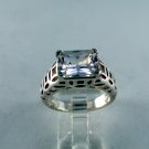 VINTAGE STYLE LARGE STERLING SILVER CZ RING SZ 7 1/4