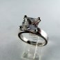 HUGE MAJOR BLING STERING SILVER CZ SOLITAIRE RING SZ 8 1/2