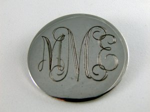 VINTAGE STERLING SILVER INITIAL BROOCH MME BAB