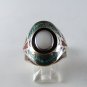 ODD NATIVE AMERICAN STERLING SILVER RING SZ 8 1/4 TURQUOISE MOTHER PEARL