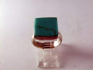 VINTAGE MEXICO STERLING SILVER TURQUOISE RING SIGNED  sz 7 1/2