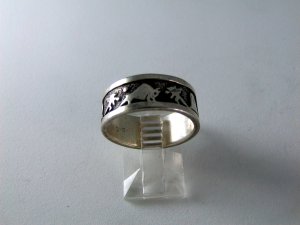 VINTAGE NATIVE AMERICAN STERLING SILVER ENGAGEMENT RING BUFFALO HUNTERS SZ 8