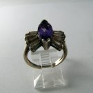 VINTAGE STYLE STERLING SILVER AMYTHEST COCKTAIL RING SZ 6