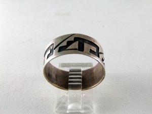 VINTAGE MEXICAN MEXICO STERLING SILVER BAND RING SZ 9 3/4 SIGNED CD