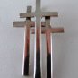 UNUSUAL VINTAGE MEXICAN STERLING SILVER 3 CROSS PENDANT