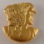 ART NOUVEAU STYLE GOLD VERMEIL LADY BROOCH