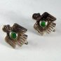 VINTAGE NATIVE AMERICAN STERLING SILVER TURQUOISE EAGLE SCREW BACK EARRINGS