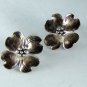 VINTAGE NYE STERLING SILVER DOGWOOD SCREWBACK EARRINGS