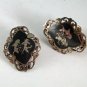 VINTAGE SIAM STERLING SILVER NIELLO CLIP ON EARRINGS