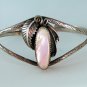 VINTAGE NATIVE AMERICAN STERLING SILVER PLATERO PINK MOTHER OF PEARL BRACELET