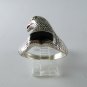 GOTHIC RENAISSANCE VINTAGE STYLE STERLING SILVER BLACK ONYX EAGLE RING SZ 11 1/4