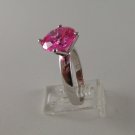 VINTAGE STYLE STERLING SILVER PINK CZ RING SIZE 9 1/4