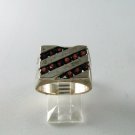 VINTAGE STYLE STERLING SILVER GARNET RING SZ 8 1/4