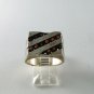 VINTAGE STYLE STERLING SILVER GARNET RING SZ 8 1/4