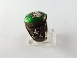GOTHIC RENAISSANCE VINTAGE STERLING SILVER ENAMEL LEO LION ZODIAC RING SZ 9