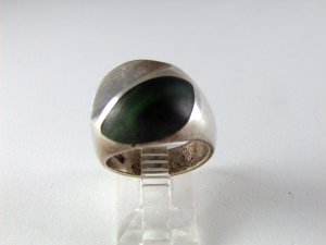 VINTAGE MEXICAN STERLING SILVER MALACHITE RING SZ 6 1/4