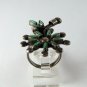 VINTAGE NATIVE AMERICAN STERLING SILVER TURQUOISE FLOWER RING SZ 5 1/2