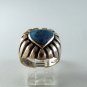STERLING SILVER BLUE ONYX HEART RING SIZE 7 1/4