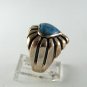 STERLING SILVER BLUE ONYX HEART RING SIZE 7 1/4