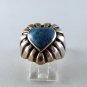 STERLING SILVER BLUE ONYX HEART RING SIZE 7 1/4