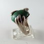 VINTAGE HANDMADE STERLING SILVER MALACHITE RING HANDS SIZE 7 3/4