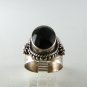 GOTHIC RENAISSANCE VINTAGE STYLE STERLING SILVER BLACK ONYX RING SZ 7