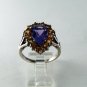 VINTAGE STYLE STERLING SILVER AMYTHEST TOPAZ COCKTAIL RING SZ 8 1/4