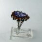 VINTAGE STYLE STERLING SILVER AMYTHEST TOPAZ COCKTAIL RING SZ 8 1/4